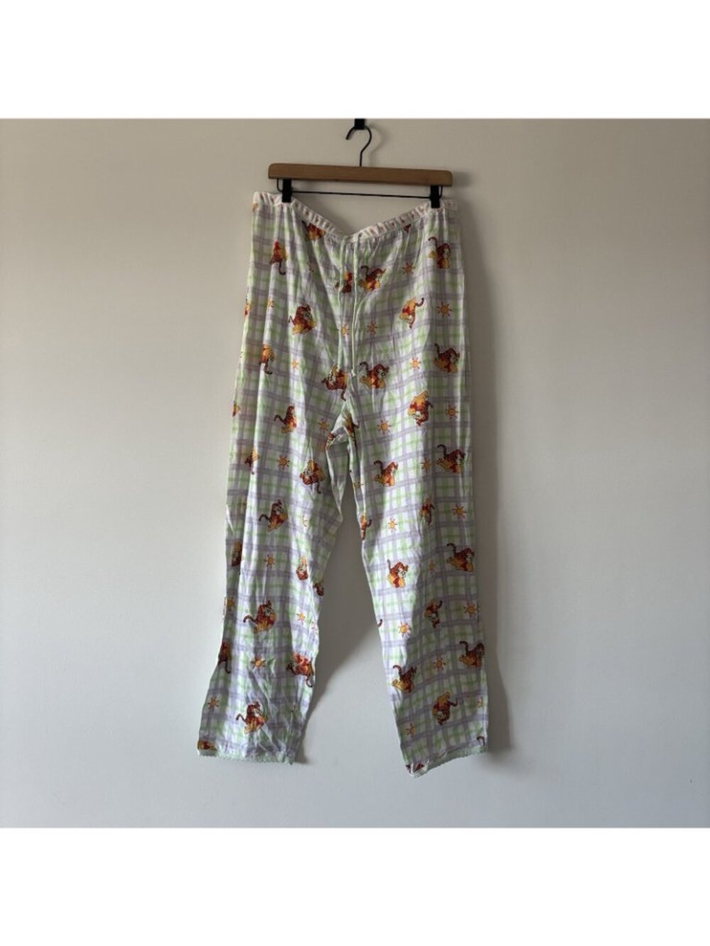 Vintage Winnie The Pooh & Tigger Pajama Pants Plaid Women’s XL Cotton Loungewear - Picture 10 of 16